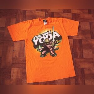 Star Wars Yoda Boys Youth XXL (18) Orange Short Sleeve Tshirt